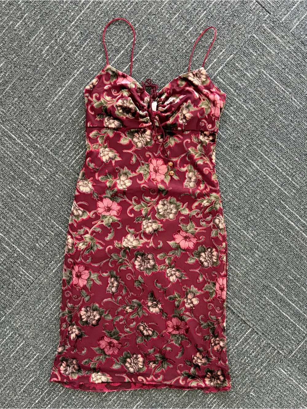 Vintage Opera Velvet Floral Mini Dress - Picture 2 of 4